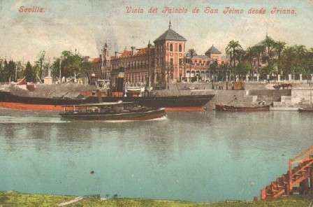 POSTAL ANTIGUA DE SEVILLA. VISTA DEL PALACIO DE SAN TELMO DESDE TRIANA.