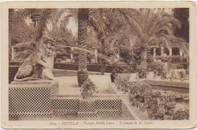 POSTAL ANTIGUA DE SEVILLA. PARQUE DE MARIA LUISA. ESTANQUE DE LOS LEONES Nº 104