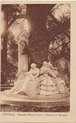 POSTAL ANTIGUA DE SEVILLA. PARQUE DE MARIA LUISA. ESTATUA DE BECQUER