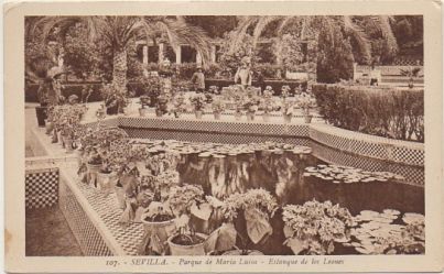 POSTAL ANTIGUA DE SEVILLA. PARQUE DE MARIA LUISA. ESTANQUE DE LOS LEONES Nº 107