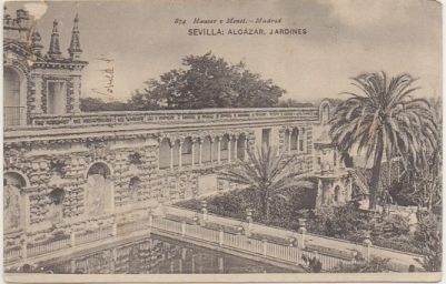 POSTAL ANTIGUA DE SEVILLA. ALCAZAR. JARDINES Nº 874