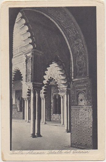 POSTAL ANTIGUA DE SEVILLA. ALCAZAR. DETALLE DEL INTERIOR