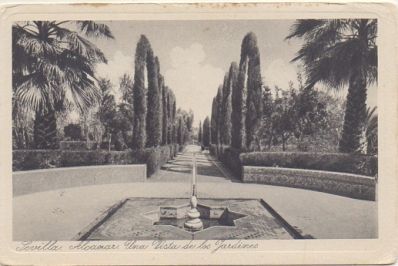 POSTAL ANTIGUA DE SEVILLA. ALCAZAR. VISTA DE LOS JARDINES