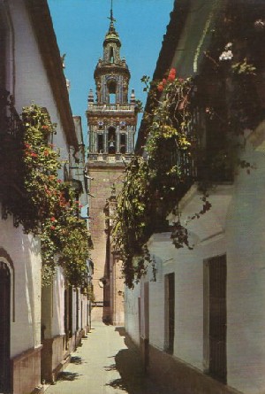 POSTAL SEVILLA ECIJA CALLE DE EVARISTO ESPINOSA Y TORRE DE SANTA MARÍA