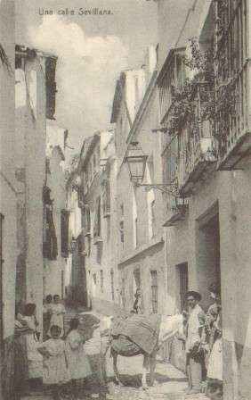 POSTAL ANTIGUA DE SEVILLA. UNA CALLE SEVILLANA.