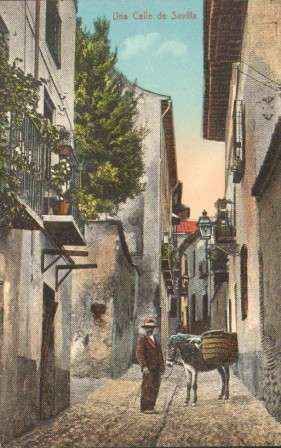 POSTAL ANTIGUA DE SEVILLA. UNA CALLE DE SEVILLA.