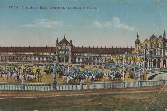 POSTAL SEVILLA EXPOSICIÓN IBEROAMERICANA PLAZA DE ESPAÑA