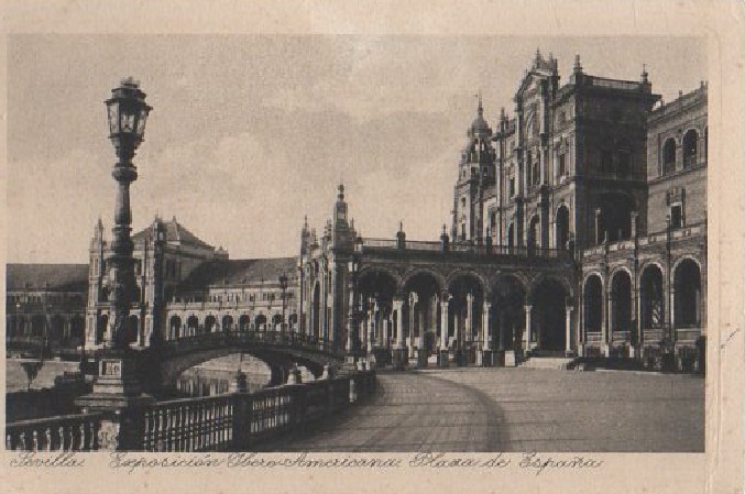 POSTAL SEVILLA EXPOSICIÓN IBEROAMERICANA PLAZA DE ESPAÑA
