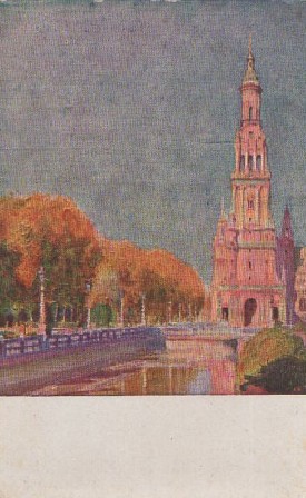 POSTAL SEVILLA EXPOSICIÓN IBEROAMERICANA TORRE DE LA PLAZA DE ESPAÑA