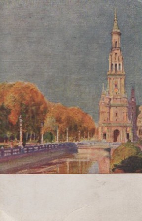 POSTAL SEVILLA EXPOSICIÓN IBEROAMERICANA TORRE DE LA PLAZA DE ESPAÑA