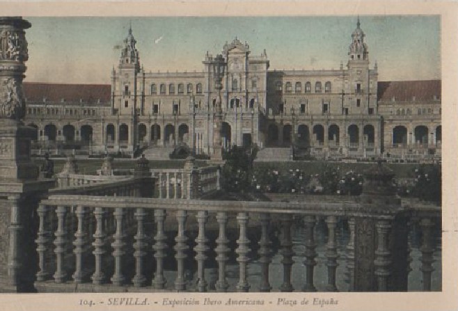 POSTAL SEVILLA EXPOSICIÓN IBEROAMERICANA TORRE DE LA PLAZA DE ESPAÑA