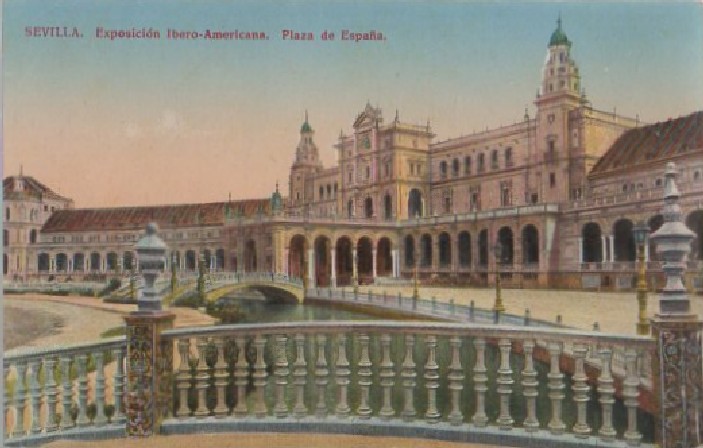 POSTAL SEVILLA EXPOSICIÓN IBEROAMERICANA TORRE DE LA PLAZA DE ESPAÑA