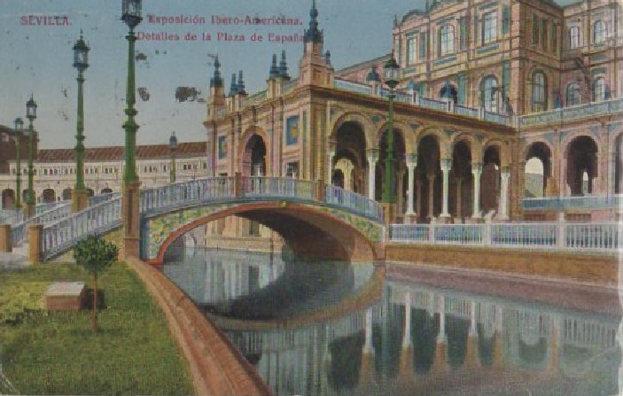 POSTAL SEVILLA EXPOSICIÓN DETALLES DE LA PLAZA DE ESPAÑA