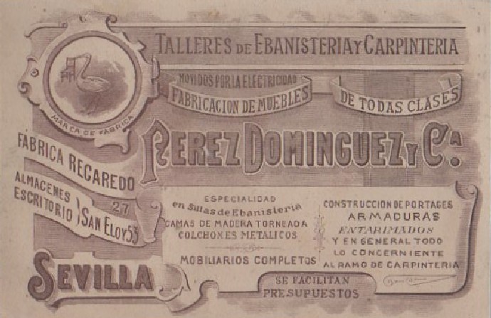 POSTAL SEVILLA TALLERES DE EBANISTERÍA Y CARPINTERÍA PEREZ DOMINGUEZ Y CÍA
