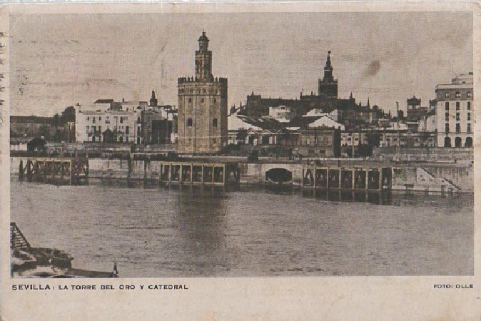 POSTAL SEVILLA LA TORRE DEL ORO Y CATEDRAL