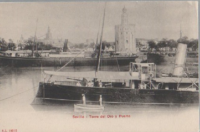 POSTAL SEVILLA TORRE DEL ORO Y PUERTO