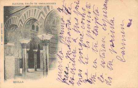 POSTAL ANTIGUA DE SEVILLA. ALCAZAR. SALON DE EMBAJADORES. 1ª EPOCA