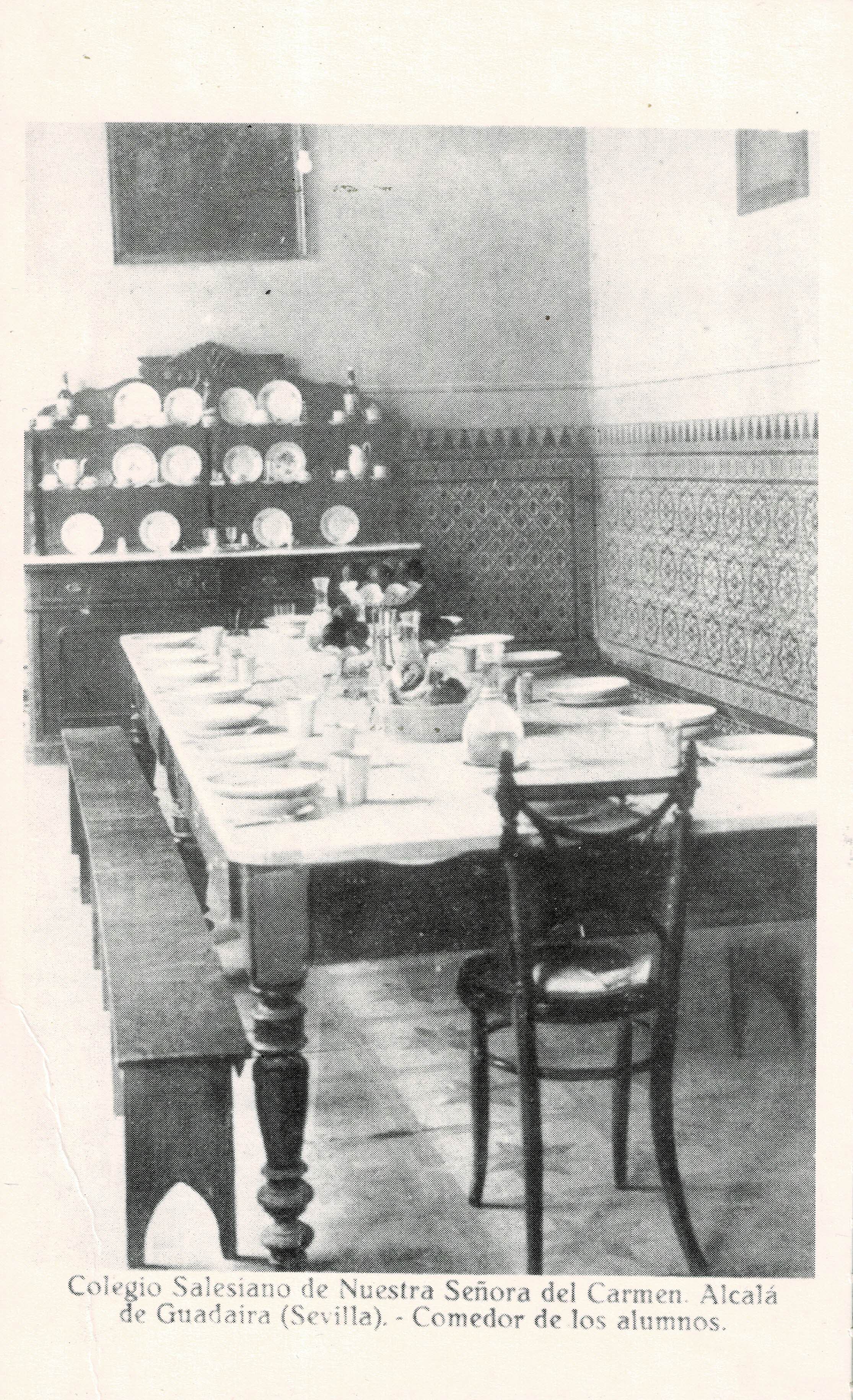 POSTAL DE ALCALA DE GUADAIRA. (REPRODUCCION): COMEDOR DEL COLEGIO SALESIANOS
