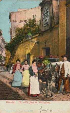 POSTAL ANTIGUA DE SEVILLA. LA CALLE FERNAN CABALLERO.