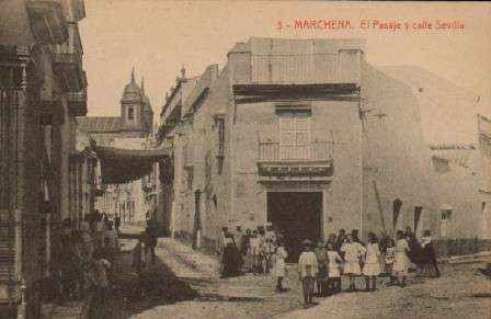 POSTAL ANTIGUA DE MARCHENA (SEVILLA). EL PASAJE Y CALLE SEVILLA. Nº 3