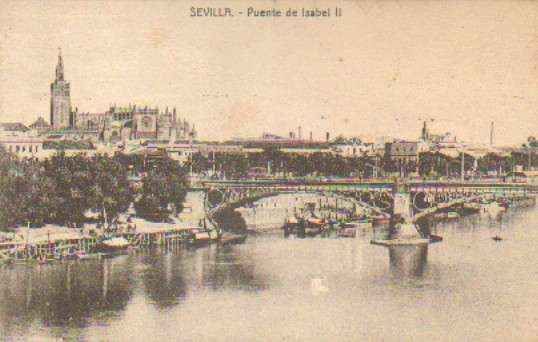 POSTAL ANTIGUA DE SEVILLA. PUENTE DE ISABEL II