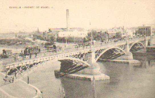 POSTAL ANTIGUA DE SEVILLA. PUENTE DE ISABEL II.