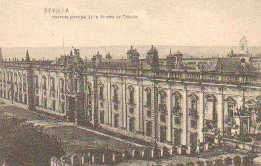 POSTAL ANTIGUA DE SEVILLA. FACHADA PRINCIPAL DE LA FABRICA DE TABACOS.