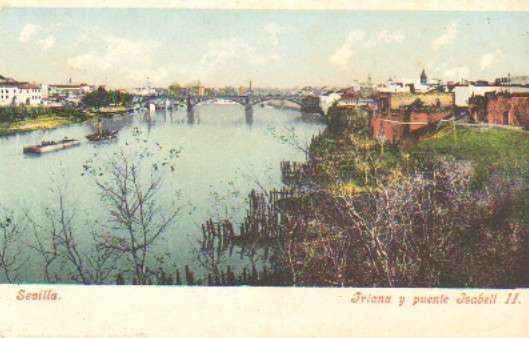 POSTAL ANTIGUA DE SEVILLA. TRIANA Y PUENTE ISABEL II.