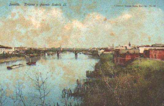 POSTAL ANTIGUA DE SEVILLA. TRIANA Y PUENTE ISABEL II.