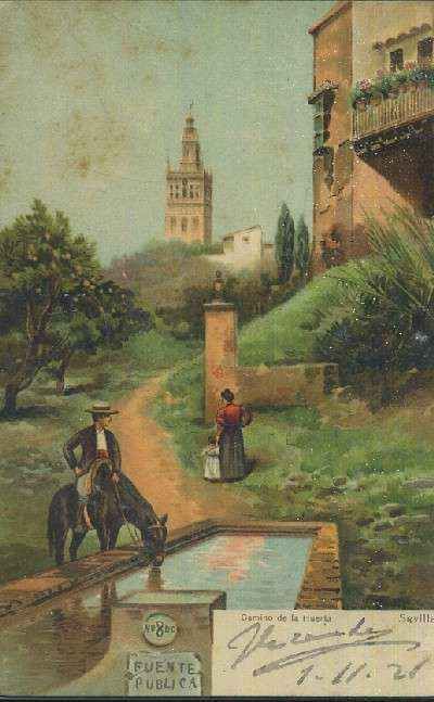 POSTAL ANTIGUA DE SEVILLA CAMINO DE LA HUERTA