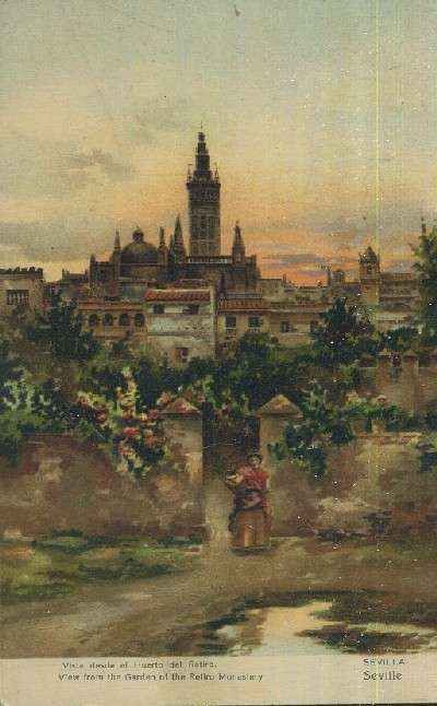 POSTAL ANTIGUA DE SEVILLA VISTA DESDE EL HUERTO DEL RETIRO
