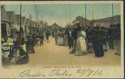 POSTAL ANTIGUA DE SEVILLA EN LA FERIA DE GANADOS
