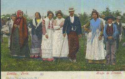 POSTAL ANTIGUA DE SEVILLA  FERIA GRUPO DE GITANOS