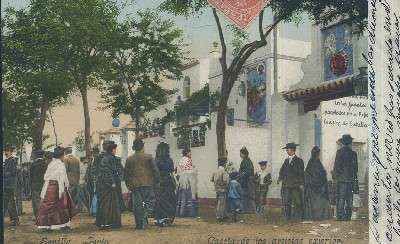 POSTAL ANTIGUA DE SEVILLA  FERIA CASETA DE LOS ARTISTAS EXTERIOR