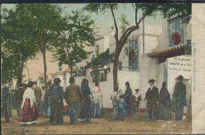 POSTAL ANTIGUA DE SEVILLA  FERIA CASETA DE LOS ARTISTAS EXTERIOR