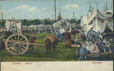 POSTAL ANTIGUA DE SEVILLA FERIA CARRETAS