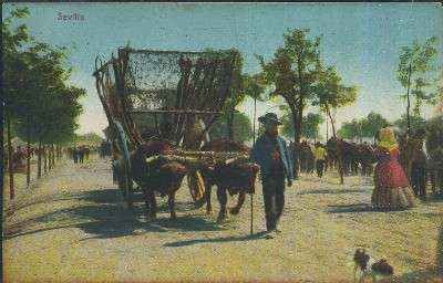 POSTAL ANTIGUA DE SEVILLA CARRETA DE BUELLES
