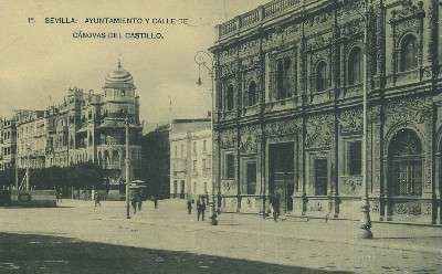 POSTAL ANTIGUA DE SEVILLA AYUNTAMIENTO Y CALLE CANOVAS DEL CASTILLO Nº 15