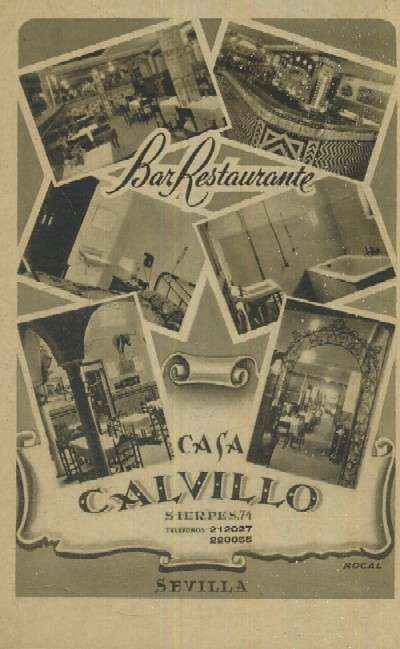 POSTAL ANTIGUA DE SEVILLA PUBLICITARIA BAR RESTAURANTE CALVILLO