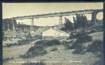 POSTAL ANTIGUA DE SEVILLA - MINAS DE LA REUNION - PUENTE DEL FERROCARRIL SOBRE EL RIO HUEZNA