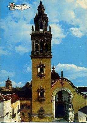 POSTAL DE ECIJA. SEVILLA. IGLESIA STA. MARIA Y MONUMENTO VIRGEN DEL VALLE