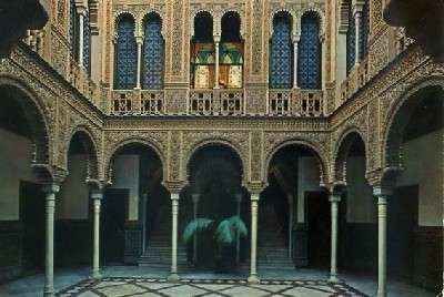POSTAL DE ECIJA. SEVILLA. PATIO DEL PALACIO  DE LOS FERNANDEZ