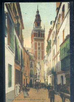 POSTAL ANTIGUA DE SEVILLA - VISTA DE LA GIRALDA DESDE LA CALLE MATEOS GAGO