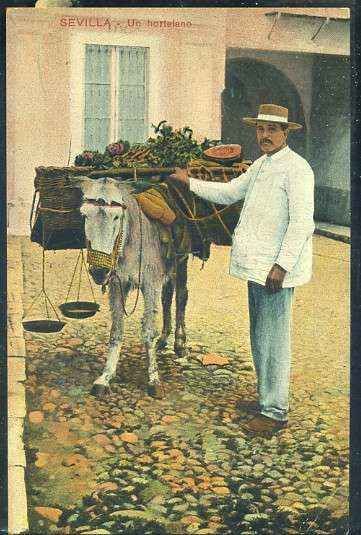 POSTAL ANTIGUA DE SEVILLA. UN HORTELANO