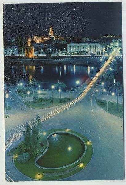 POSTAL DE SEVILLA. VISTA PARCIAL Y PLAZA DE CUBA Nº 527