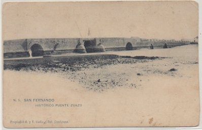 POSTAL ANTIGUA DE SAN FERNANDO. CADIZ. Nº 5. HISTORICO PUENTE SUAZO