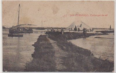 POSTAL DE SAN FERNANDO. CADIZ. EMBARQUE DE SAL