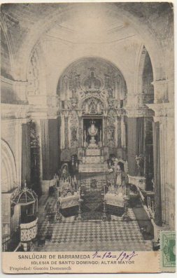 POSTAL DE SANLUCAR DE BARRAMEDA. CADIZ. IGLESIA DE SANTO DOMINGO - ALTAR MAYOR