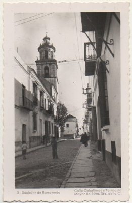 POSTAL DE SANLUCAR DE BARRAMEDA. CADIZ. CALLE CABALLEROS Y PARROQUIA MAYOR NTRA. SRA. DE LA O Nº 2