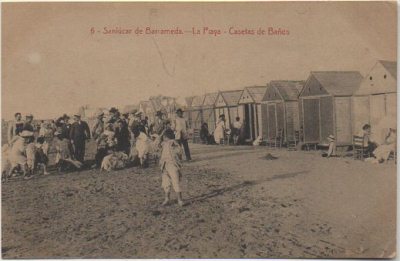 POSTAL ANTIGUA DE SANLUCAR DE BARRAMEDA. CADIZ. Nº 6 LA PLAYA, CASETA DE BAÑOS